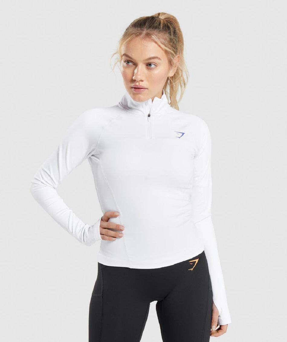 Gymshark Pulse 1/4 Zip Ženske Accessories Bijele | HR 3788DFM